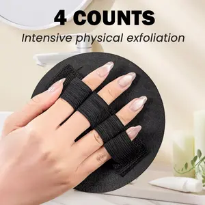 4 Counts Premium Exfoliating Gloves for Body, Black Color Rubber Shower Scrubber, Gentle Skin Exfoliator for Dead Skin Care