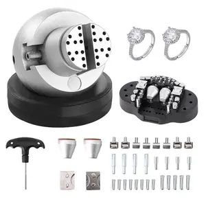 summervibes VEVOR Ball Vise, 5 Engraving Setting Tool, 360 Rotation Engraving Block Vise, 35 PCS Attachment Jewelry Engraving Block Tools Standard Block for Gemstone Inlay and Small-Scale Engraving, Tool Kit Set
