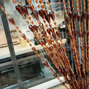 Coffee Brown Acrylic Beaded Curtain for Doorways, Hanging String Door Beads Curtain Room Divider Screen for Window, Bedroom, Living Room & Wedding Decor, 39 x 78.7 Inch