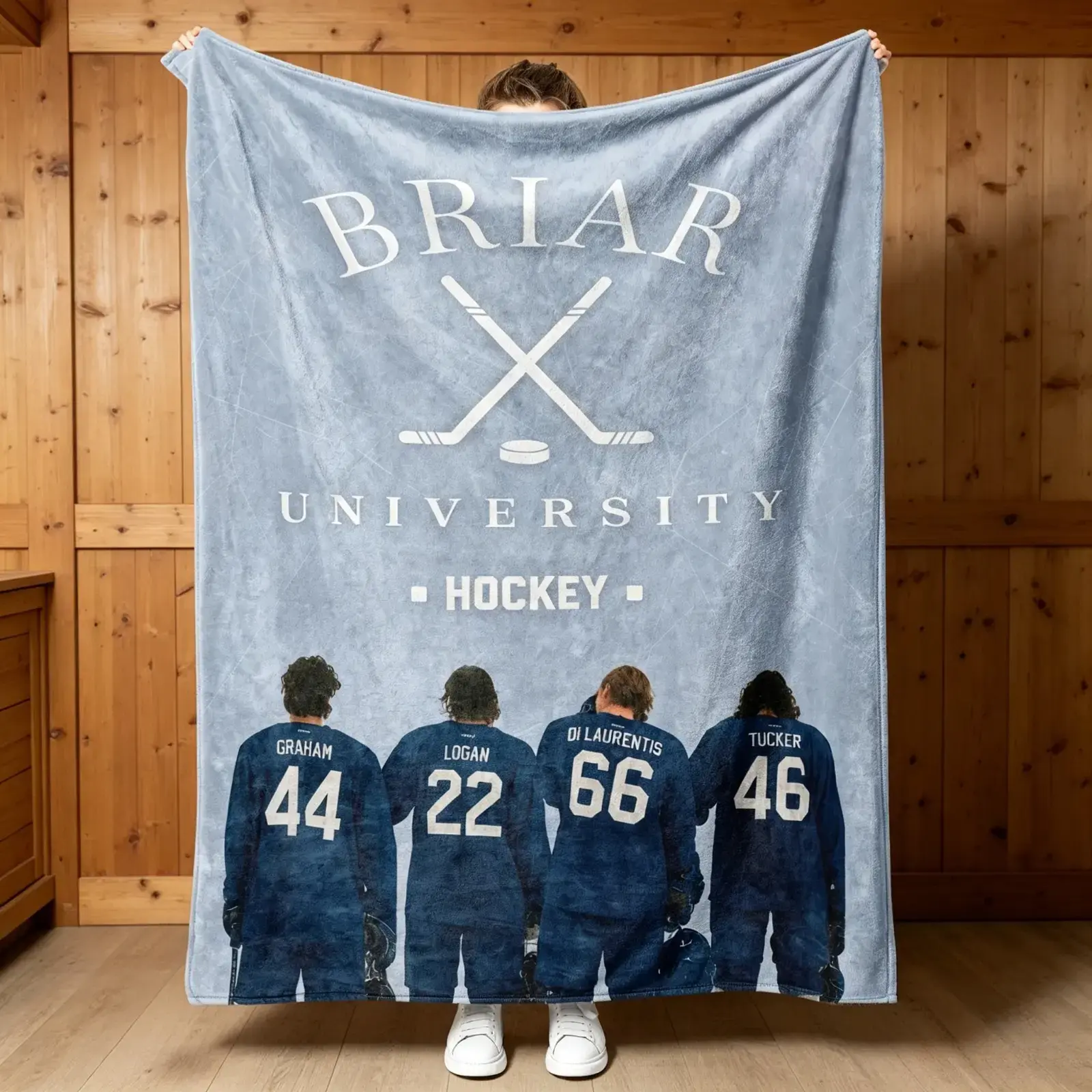 Off Campus Season 1 Briar University Hockey Flannel Blanket, Classic Team-Branded College Romance Inspired Jersey Print, Soft Cozy Lightweight AC Throw for Adults, Multi-Size Living Room Decor Home & Travel Gift Viral Fan Merch, Team-Branded Blankets