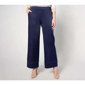 Isaac Mizrahi Live! Tall Stretch Taffeta Wide-Leg Ankle Pants