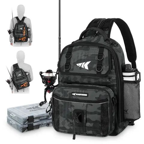 KastKing BaitSpace Fishing Sling Bag, Fishing Backpack with Rod & Beverage Holder, Tackle Bag for Fishing Gear SummerVibes,Summer Survivals ,dealsforyoudays