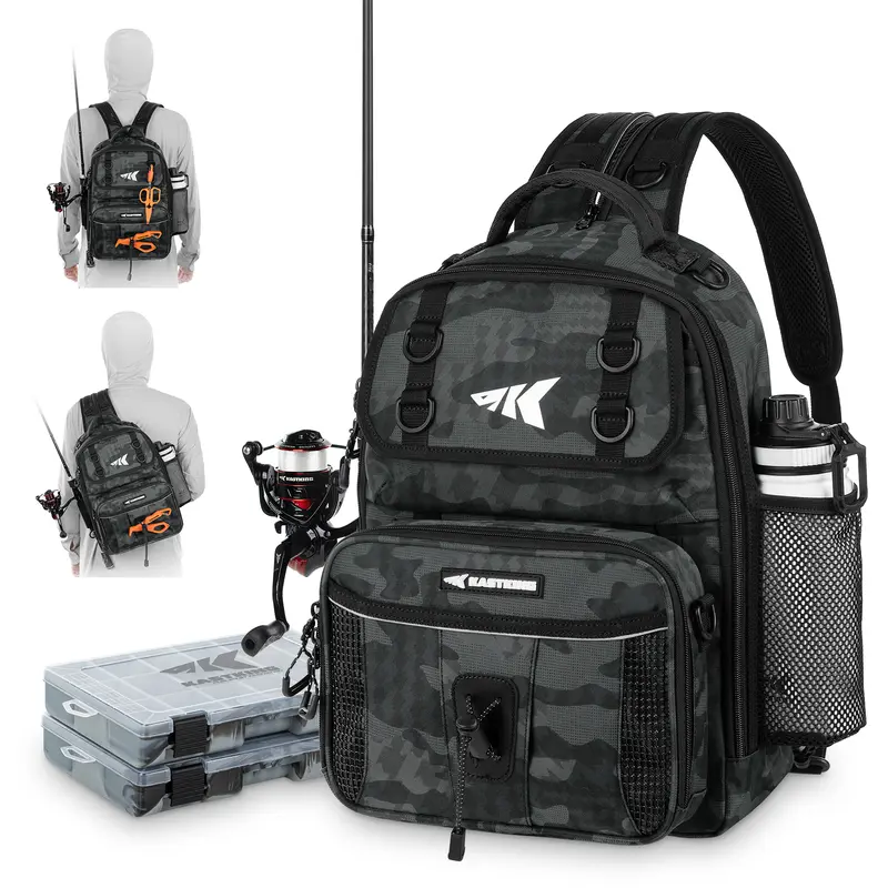 KastKing BaitSpace Fishing Sling Bag, Fishing Backpack with Rod & Beverage Holder, Tackle Bag for Fishing Gear SummerVibes,Summer Survivals ,dealsforyoudays