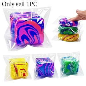 Montessori Marble Swirl Cube Squishy Toys, Soft Tpr Stress Relief Decompression Squeeze Toys, Anxiety Relief Fidget Toys for Kids Adults, Multicolor Sensory Toys
