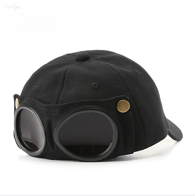 Pilot Style Baseball Cap with Sunglasses, UV Protection Sun Hat, Retro Aviator Hat for Men & Women, Outdoor Streetwear