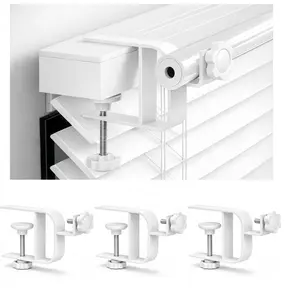 Inside Mount Curtain Rod Bracket for Blinds, No Drill Blind Adapter, Easy 1-Min Tool-Free Install, No Wall , Adjustable 0.8-2.2" Headrail, Fits 1" Rod, for Apartments & Rentals, White, 3 Pack