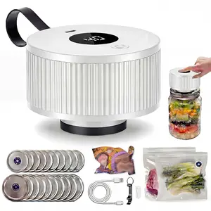 2026 New Electric Mason Jar Vacuum Sealer | One-Touch Food Saver + Multi-Size Lids & Bags (Free Mystery Gift)