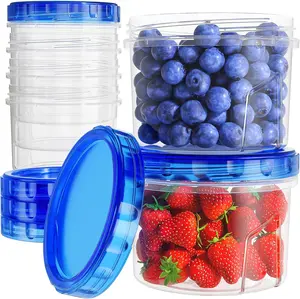 Freezer Storage Containers, [6 Pack - 16 oz] Airtight Plastic Food Storage Containers with Twist-Off Lids