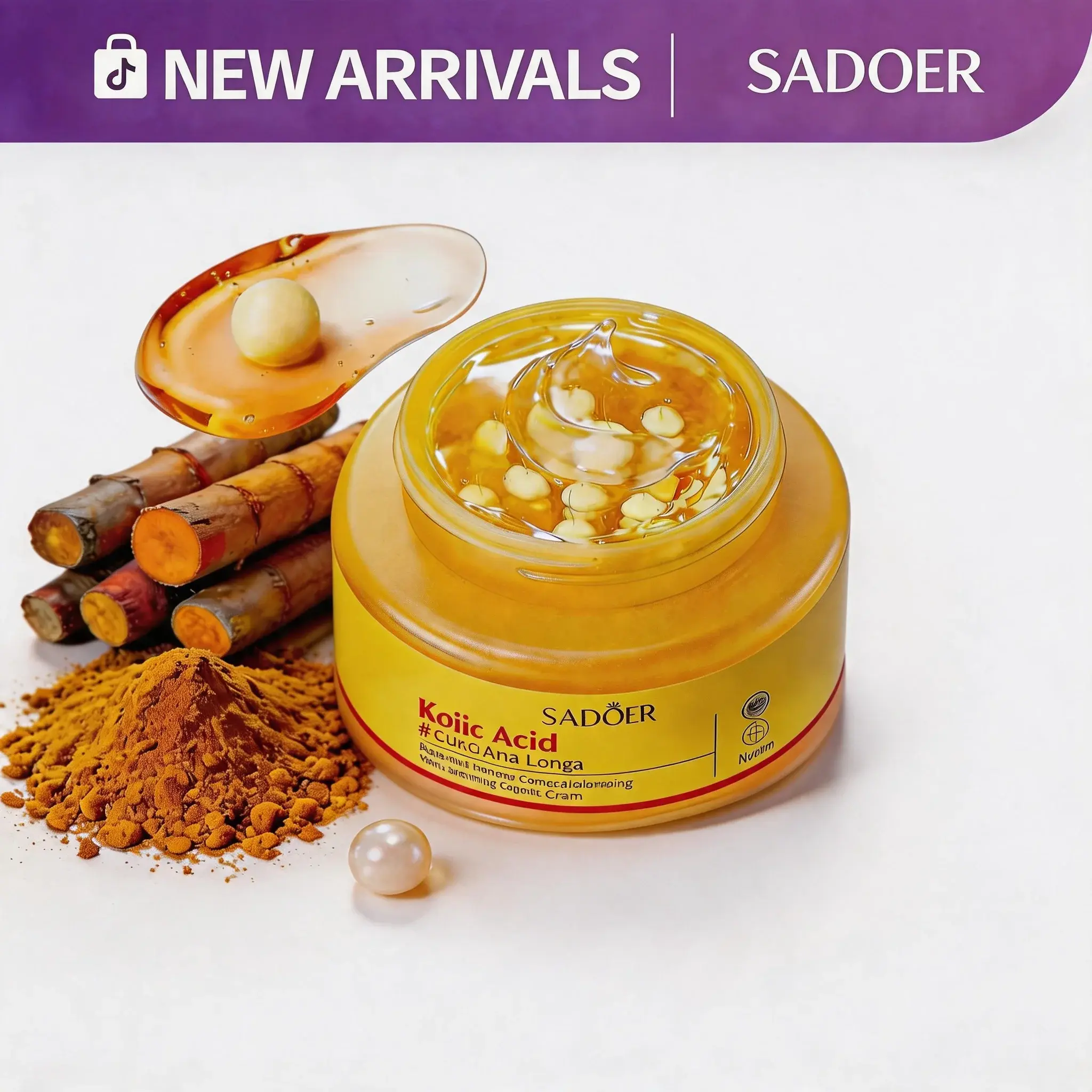 New Launch: SADOER Kojic Acid Turmeric Capsule Cream - New Release Kojic Acid Brightening Face Cream Face Care Moisturizer Cosmetic Moisturizer Deeply Nourishing Radiant