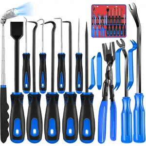 17 Pcs Hook and Pick Set Auto Trim Removal Tool Kit,Clip Plier Remover Tool Gasket Scraper Telescoping Magnetic Pickup Tool for Automotive Repair and Car Body Door Panel Fastener Removal