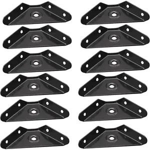 12 count Steel Corner Braces Joint Trapeziform Angle Code Brackets | 4.1" Black Corner Brace Support for Furniture | Cold Rolled Steel Construction, Triangle Design for  Stability