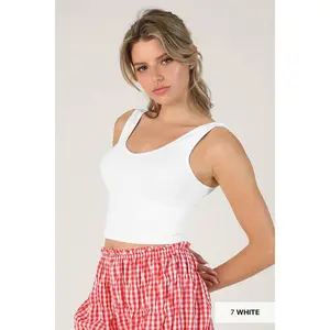 Reversible Ribbed Crop Top - White