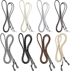 8 PCS Glasses Straps, Eye Glasses Holders Around Neck, Leather Adjustable Eyeglasses Strap for Men Women, Anti-Slip Sunglasses Chain Retainer, Dark Colors