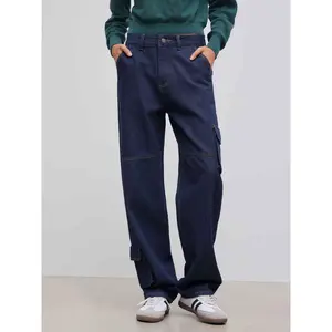 Cider [size 0-26] Cider Denim Mid Rise Solid Cargo Jeans