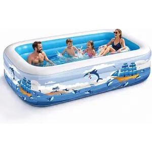 Full-Sized 102" x 63" x 22" Inflatable Swimming Pool, Thickened Durable Blow Up Above Ground Pool for Kids and Adults, Ideal for Backyard Lawn Indoor Outdoor Summer Party