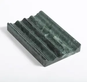 Marble Soap Dish, Soap Holder for Shower, Green Bar Soap Holder with Water Ripple Design, Easy Cleaning Stone Soap Saver for Kitchen SinkBathroom, Executive Indian  Stone Soap Tray