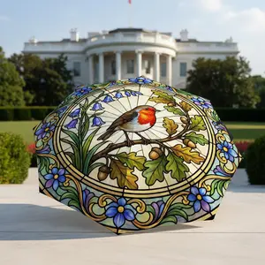 Floral Bird Umbrella, portable and foldable design, 8 ribs, a casual accessory for Halloween, Christmas, and birthday gifts. Y260108028