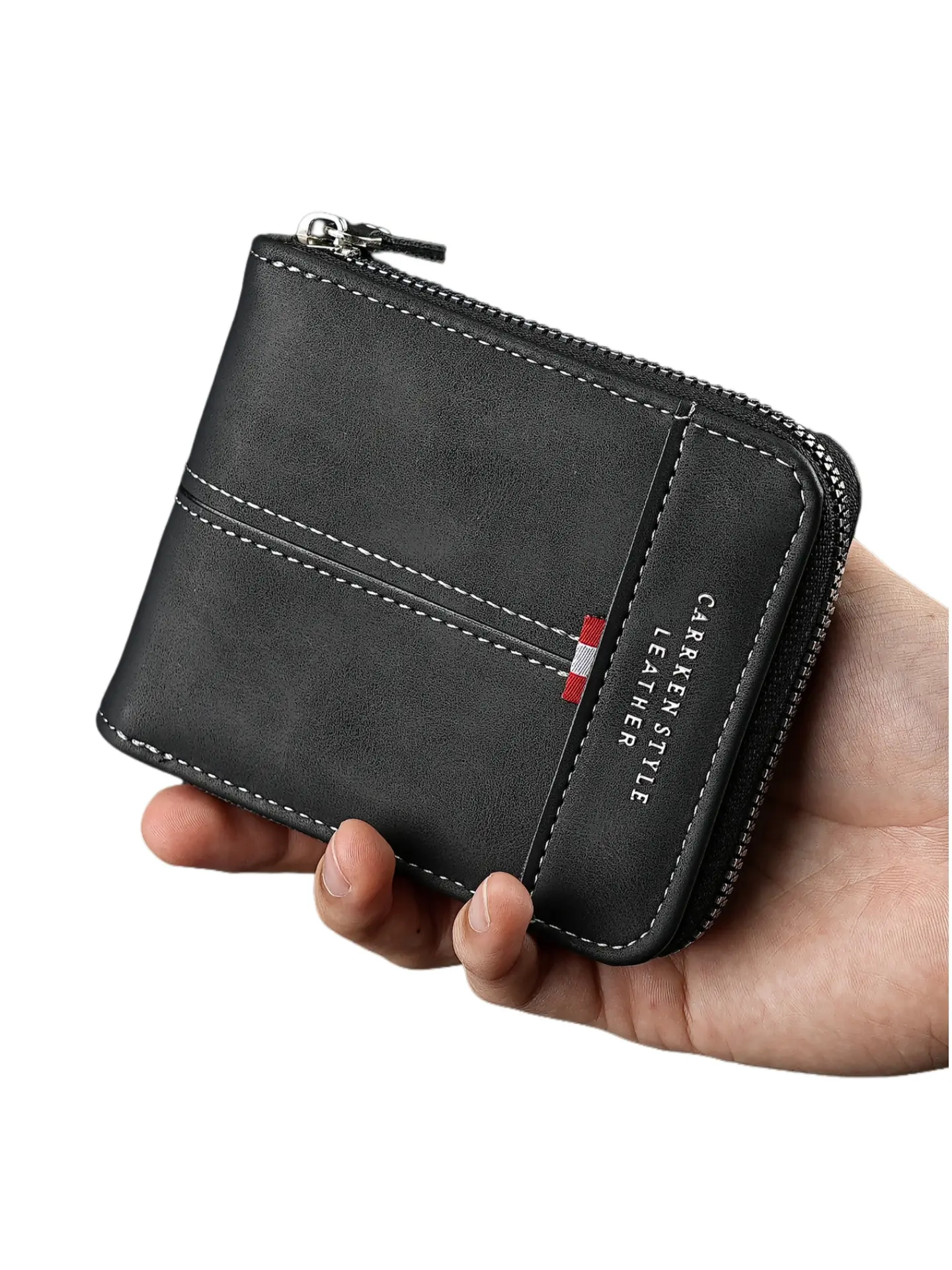 Men's Retro Style Fashionable PU Leather Wallet with Compact Zipper Design, Durable Trendy Wallet, Modern and Stylish Daily Accessory for All Seasons, Practical Fashion Tool