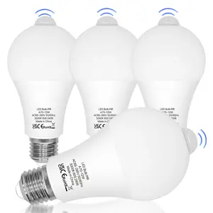 4 Pack Motion Sensor Light Bulbs,A19 E26 12W Motion Activated ,LED Light Bulb for Garage,Porch,Hallway,Stairs,Front Door