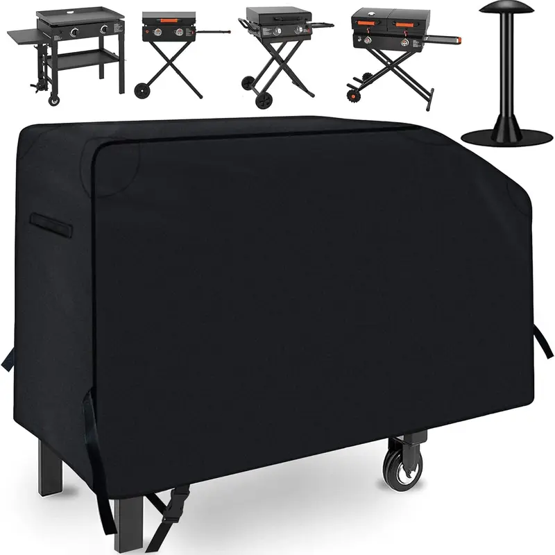 NEXCOVER 28-In Outdoor Griddle Cover with 12-In Support Pole, Durable Tear-Resist 600D Polyester, UV-Fade Resistant Weatherproof Adjustable Wind-Tight Straps All-Seasons Shield for Blackstone 2-Burner Cooking Station