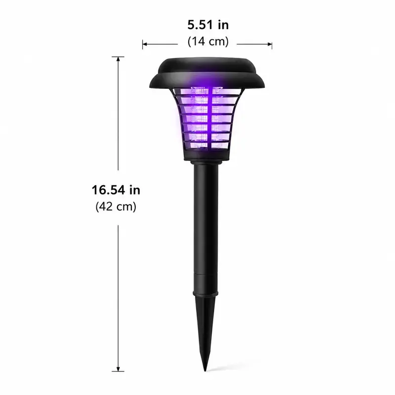 4 Pack Solar Pest Control Stake Lamp - Outdoor Garden Mosquitoes Trap, UV Insect Killer, Solar-Powered, Dual-Mode (Pathway Lights + Pest Defense), Weather-Resistant, Easy Setup, Small/Large Round/Square Options, Mosquitoes Trap Lamp