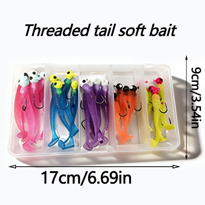 [TUODIAO] Colorful Threaded Tail Soft Baits Multi-Hue Lizard Design Flexible Tail Perfect for Shore Boat Fishing Great for Targeting Predatory Fish Assorted Colors Compact Storage Case