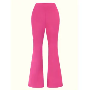 Flared Leg Simple Pants, Vintage Long Length Versatile Bell Bottom Pants, Women's Clothing