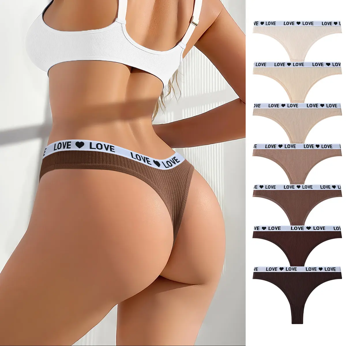 HOTCOM 7-Pack Women’s Seamless Thongs – Casual Soft Cotton-Spandex T-Back Panties, Stretchy Breathable No-Show Fabric Style for Activewear & Everyday Womenswear (XS–XL)