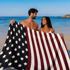American Flag Pattern Beach Towel, Quick-Dry Patriotic Bath Towel, Perfect for Beach Vacation, Swimming, Beach Leisure