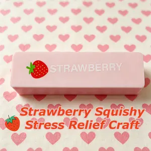 2026New Pink Strawberry Slow-Rebound Craft Cuboid Squishy Soft Material Adult Stress Relief Craft Special Craft for Relax Perfect Toy for Young Boy and Girl Surprise Gift for Anyone Special Idea Birthday Anniversary Gifts for Couples