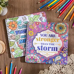 30 Sheets Inspirational Text Coloring Book 30 Different Patterents Inspirational Text With Flowers Sketchbooks For Relaxation And Creativity Designs Spiral Bound Single-Sided Birthdays Gift Inspirational Quotes