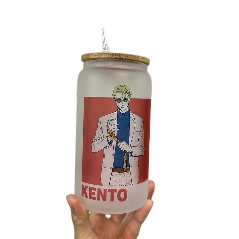 Nanami kento jjk Glass Cup - Perfect for Your Drinks - Drinkware, Bottles Bamboo Lid Tumblers Mug Stylish aesthetic cups Reusable Portable Washable