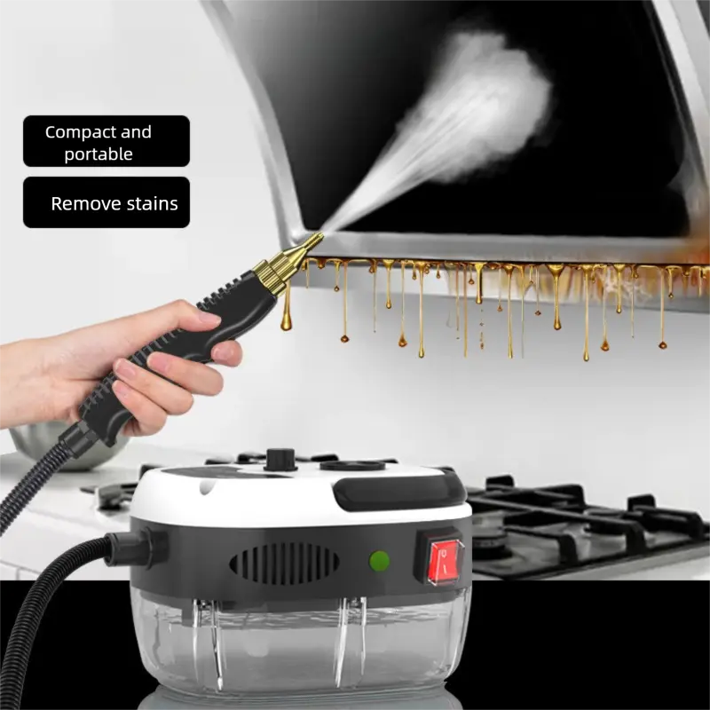 2500W Compact and Portable Handheld Steam Cleaner - High-Temperature High-Pressure Car Steamer with Brush Head for Kitchen Grease, Car Detailing