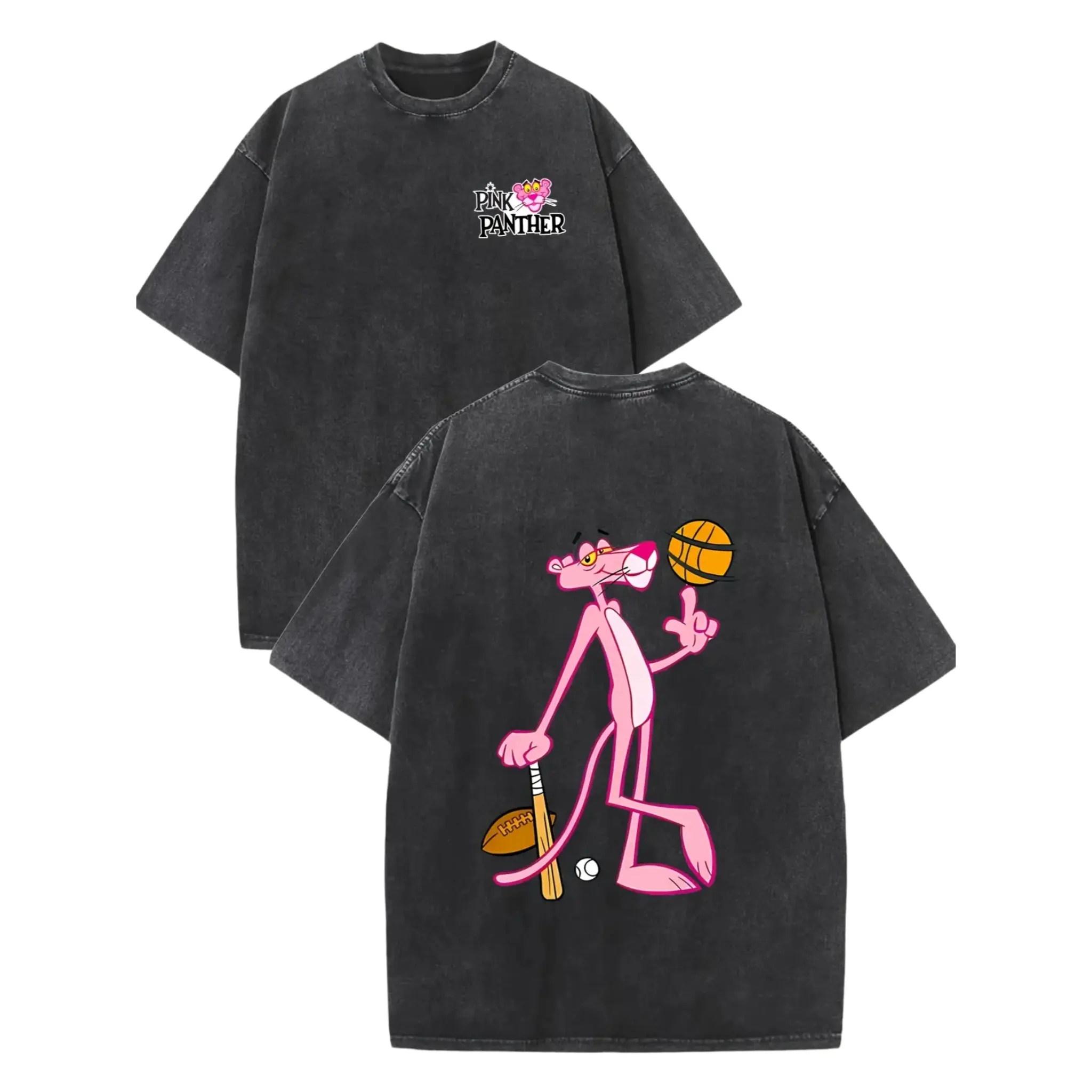 Y2K Streetwear Panther Baseball Graphic Tee | 230G Heavyweight Cotton Unisex T-Shirt, Vintage Retro Round Neck Casual Summer Loose Fit Top, Cool Fathers Day Gift