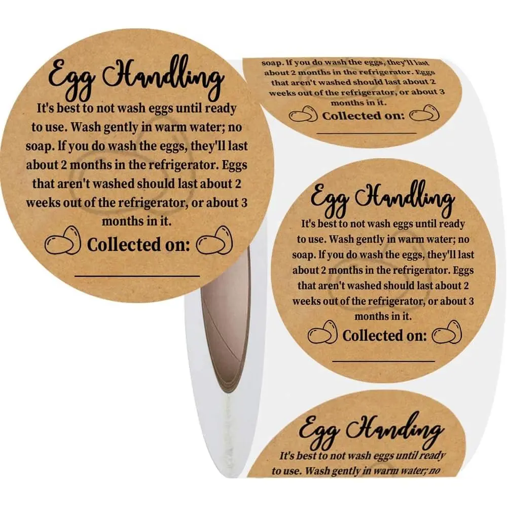 Farm  Eggs Carton  Paper Farm  Egg Care Stickers Egg Handling Labels Self Adhesive Egg Packaging Stickers for Chicken Eggs Freshness & Storage,2 in