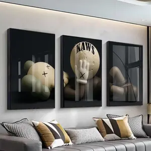 KAWS Poster Set of 3- Hypebeast Wall Art and Minimalist Graffiti Decor