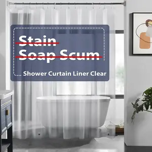 Clear Shower Curtain, 1/2 Counts Waterproof Shower Curtain with 12pcs Hooks, Bathroom Accessories for Home Hotel Salon Dormitory, Shower Curtain Sets