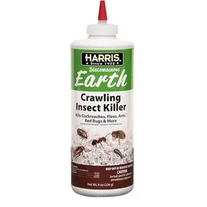 Harris 8 oz Diatomaceous Earth Crawling Insect Killer — 100% Natural Dust for Ants, Roaches, Bed Bugs, Fleas — Indoor & Outdoor Use