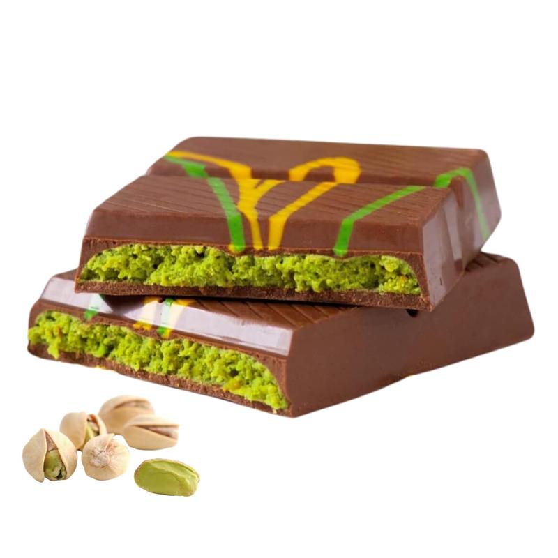Dubai Chocolate Bar - Premium Milk Chocolate with Kadayif and Pistachio Cream, 7.4oz (2 Bars)