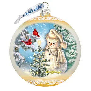G.DeBrekht 73926G-DG 5 x 5.5 in. Glowing Snowman Gold Large Mercury Glass Collectible Ornaments