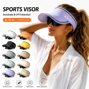 02-in-1 Sun Protection Visor with Built-in Sunglasses for Women UV400 Rated Wide Brim Sun Hat Foldable Portable Lightweight Empty Top Beach Hat Summer Outdoor Travel Hiking Cycling Golf Tennis Headwear Trending TikTok Viral 2026 Aesthetic Gift