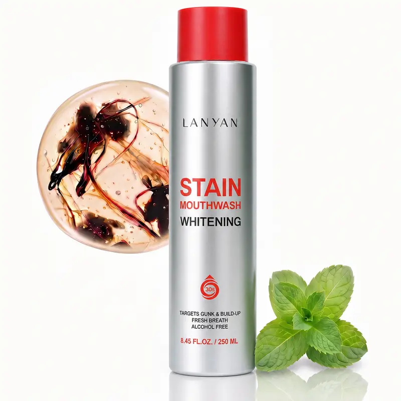 LANYAN Oral Care Alcohol-Free Mouthwash - Gentle, Non-Burning, Mints-Flavored Fresh Breath, Coffee-Tea Stain Remover - 8.45 fl oz Smooth Mint Mouthwash