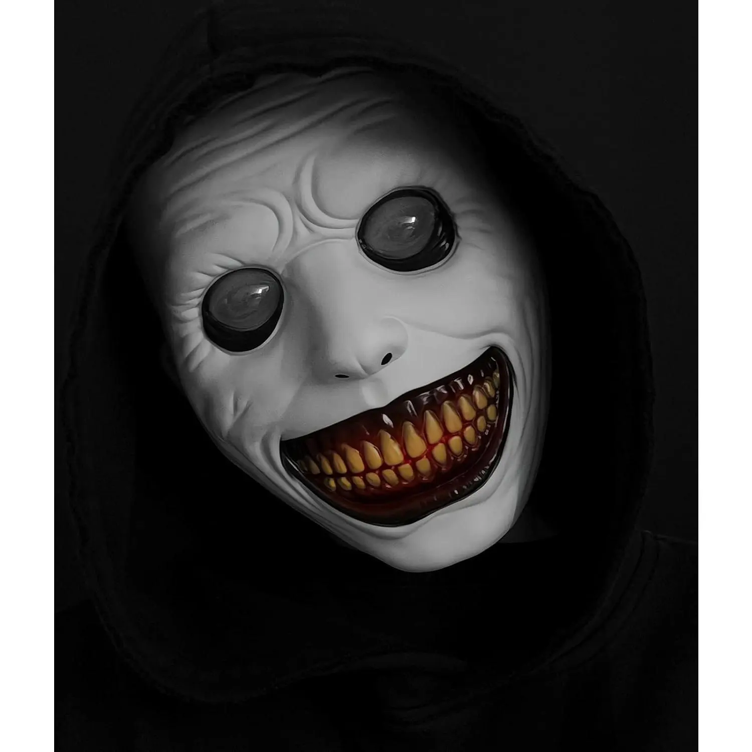 Scary Smiling Demon Mask - Lightweight, Photorealism Creepy Fiend Horror Mask for Halloween Party, Bonfire Ceremony Accessories, 3D Sculpt Depth