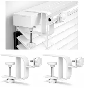 Inside Mount Curtain Rod Bracket for Blinds, No Drill Blind Adapter, Easy 1-Min Tool-Free Install, No Wall , Adjustable 0.8-2.2" Headrail, Fits 1" Rod, for Apartments & Rentals, White, 2 Pack