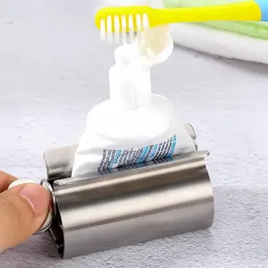 Toothpaste Tube Squeezer Dispenser, Roller Toothpaste Press Tool, Bathroom Metal Toothpaste Holder, Silver Color, Bathroom Accessory, 1 Pack