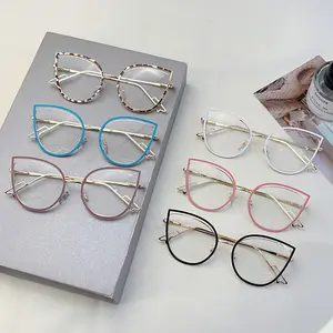 Hollow-Design Cat-Eye Anti-Blue Light Glasses with Spring Hinges — Retro-Fashion Non-Prescription & Prescription-Compatible Frames