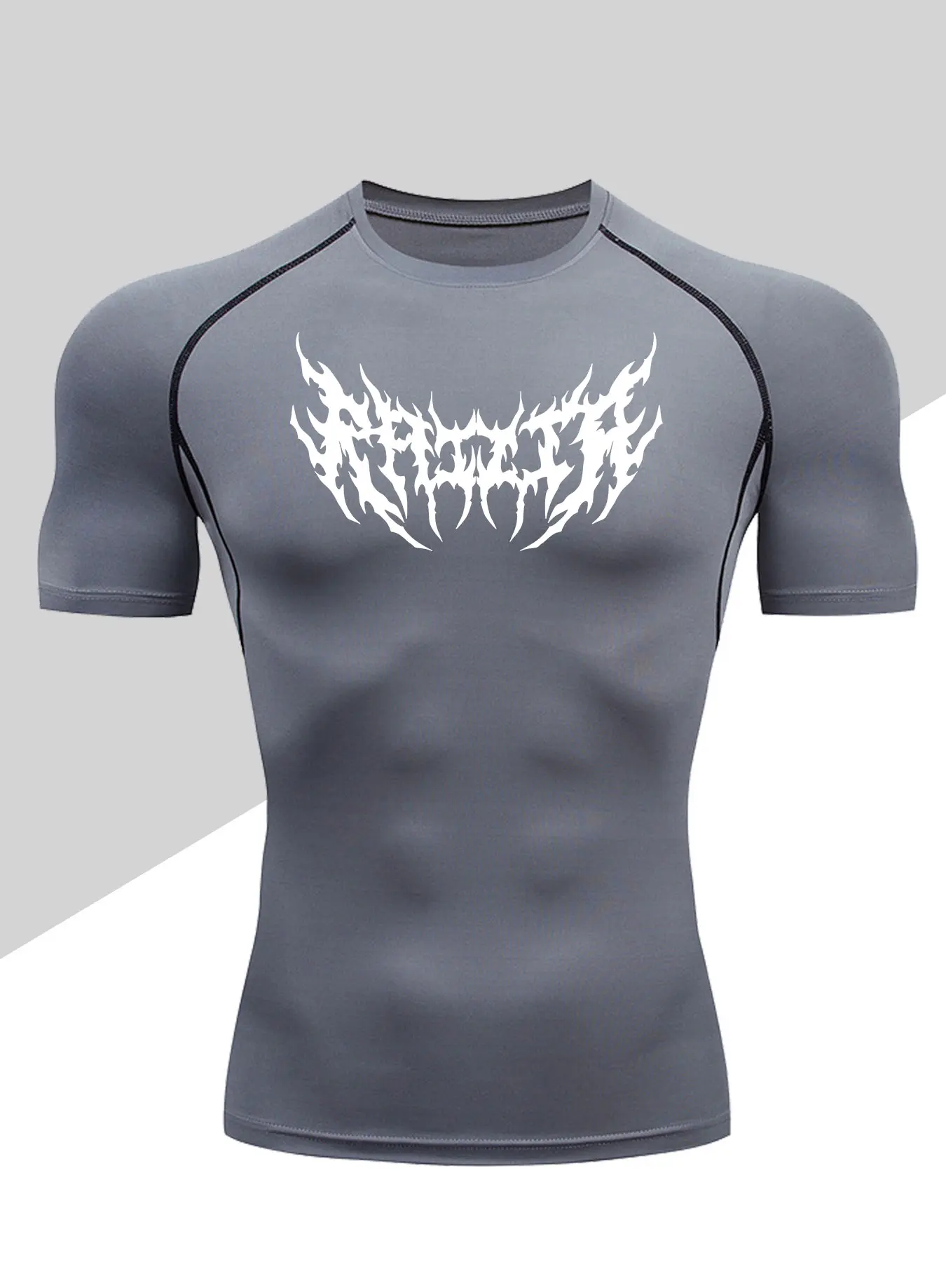 Men's Dragon Print Compression T-Shirt, Quick-Dry Breathable Stretch Fabric, Tight-Fitting Short Sleeve Top for Fitness and Outdoor Activities, Activewear Clothing