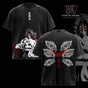 Kokushibo Demon Slayer T-Shirt – Upper Moon One Graphic Tee, Vintage Washed Oversized Anime Shirt, Heavy Cotton Streetwear Top, Unisex Casual Outfit, Gift for Demon Slayer Infinity Castle Fans
