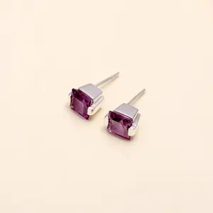 925 Sterling Silver Amethyst Stud Earrings