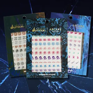 Arctic Fox Arcane Nail Art Stickers, Unique Vibrant-Patterned Decorations for Stylish Looks, 72-Pack Inspired by Jinx, Ekko and Powder Characters